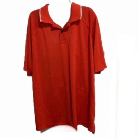 LANDS END Polo Golf Collared Shirt Orange with White Trim Mens XL - Picture 2 of 16
